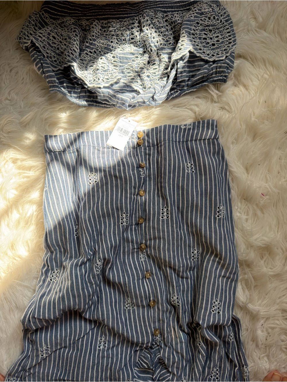 Smocked Strapless Eyelet Ruffle Summer Set - Picture 6 of 11